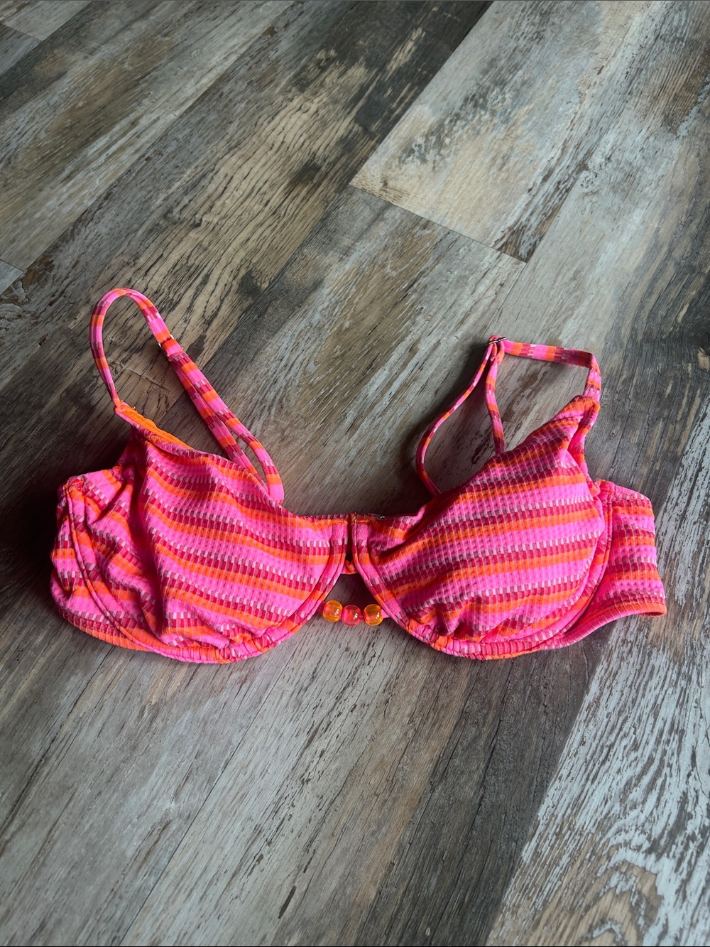 Target Pink and Orange Striped Underwire Bikini Top